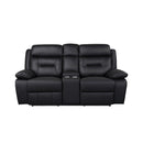 Mazin Furniture Laconia 9629BLK-2PWC Power Double Reclining Loveseat w/ Power Footrest & Center Console w/Cupholder IMAGE 1