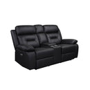 Mazin Furniture Laconia 9629BLK-2PWC Power Double Reclining Loveseat w/ Power Footrest & Center Console w/Cupholder IMAGE 2