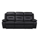 Mazin Furniture Laconia 9629BLK-3PW Power Double Reclining Sofa with Power Footrest, Black Leather IMAGE 1