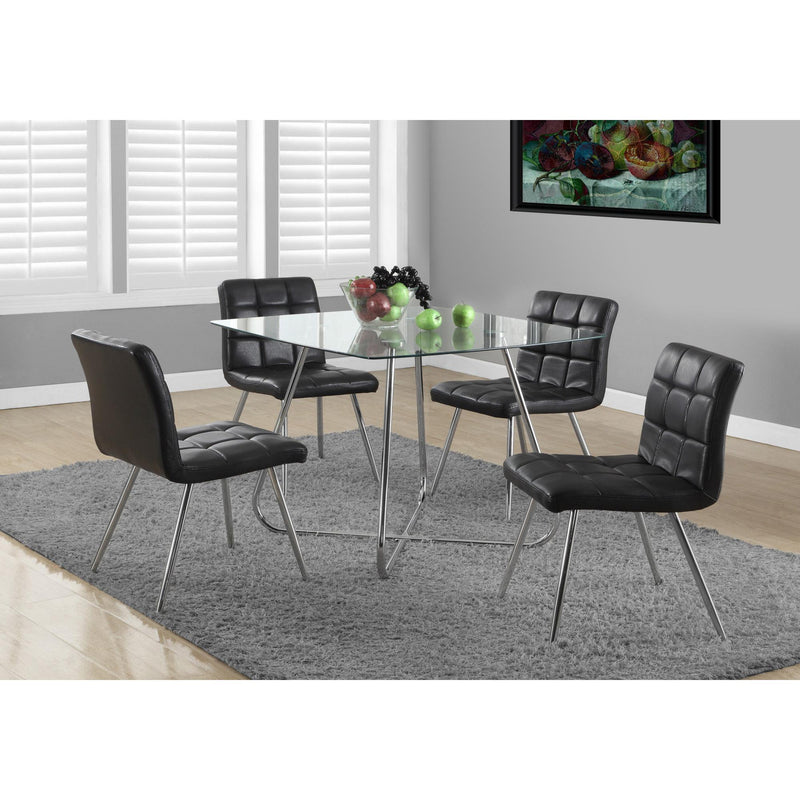 Monarch Square Dining Table with Glass Top and Trestle Base I 1070