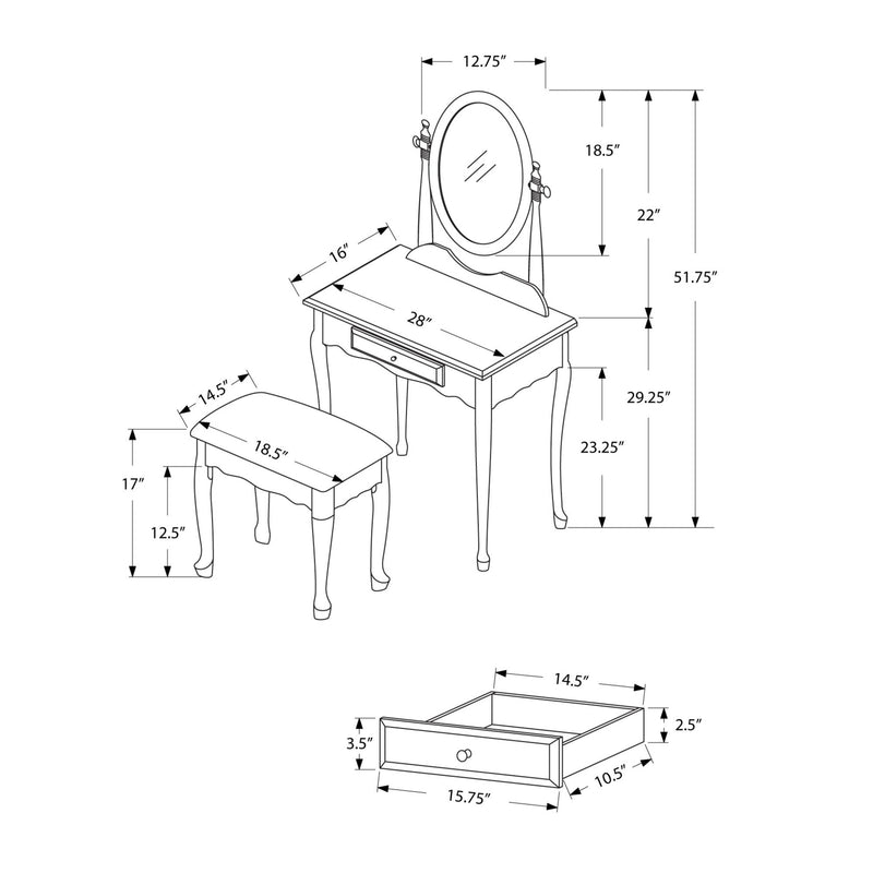 Monarch 1-Drawer Vanity Set I 3412 IMAGE 5