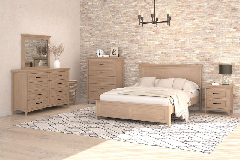 Ensemble de chambre à coucher Grand lit 7 pièces couleur taupe