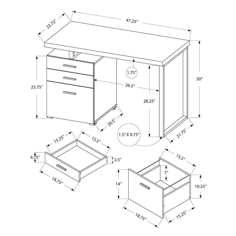 Monarch Computer Desk - Grey/Black I 7409 IMAGE 5