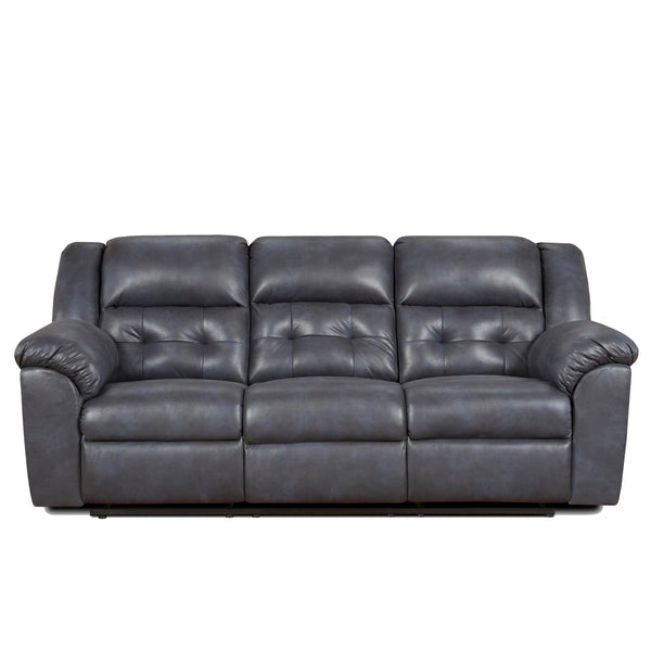 Affordable Furniture Mfg Telluride Reclining Fabric and Leather Look Sofa Telluride 1503 Reclining Sofa - Indigo IMAGE 1