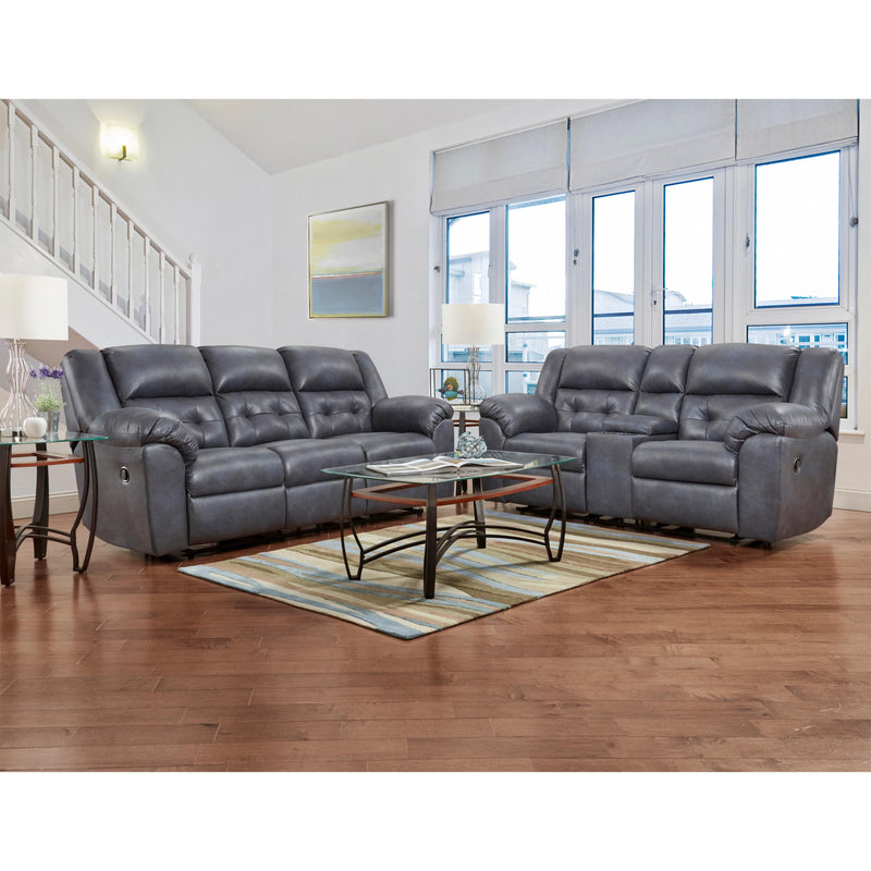 Affordable Furniture Mfg Telluride Reclining Fabric and Leather Look Sofa Telluride 1503 Reclining Sofa - Indigo IMAGE 2