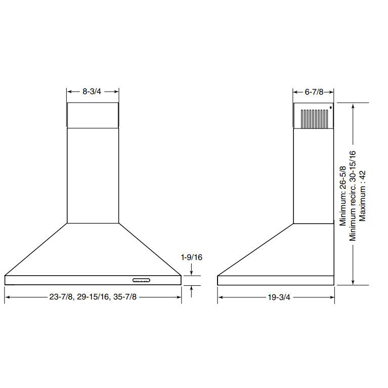 Broan 30-inch EW48 Series Wall Mount Range Hood EW4830BLS IMAGE 10