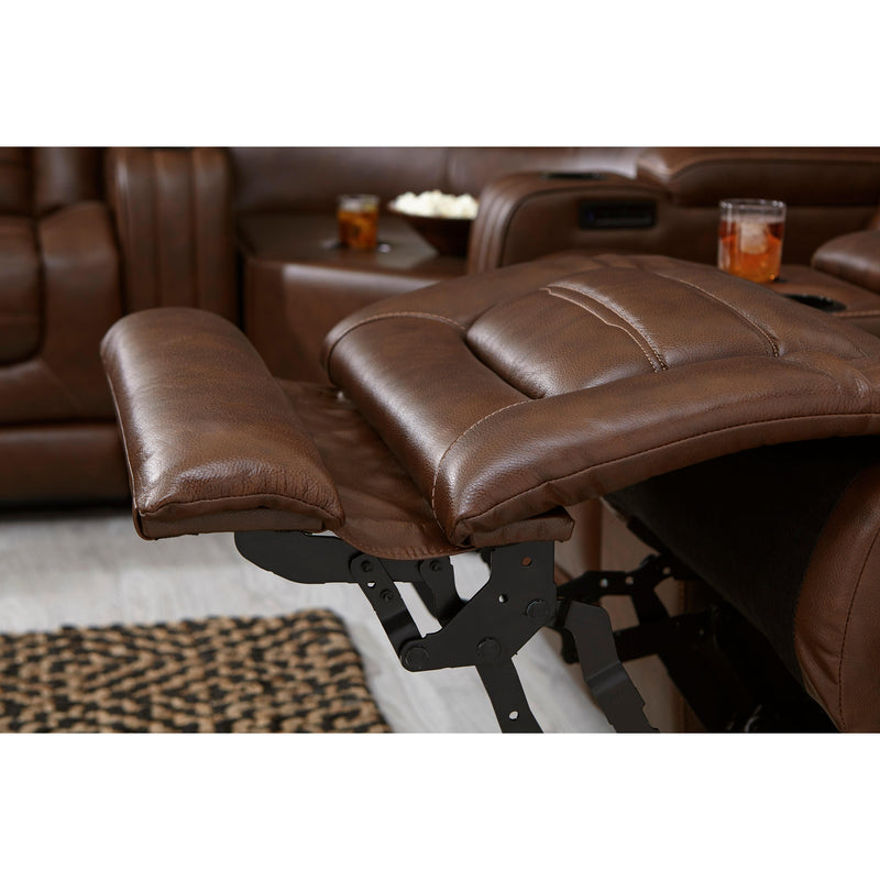 Signature Design by Ashley Backtrack Power Reclining Leather Match Loveseat with Console U2800418 IMAGE 11