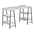  Monarch I 7527 Computer Desk - White Marble-Look/Black IMAGE 1
