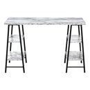  Monarch I 7527 Computer Desk - White Marble-Look/Black IMAGE 2