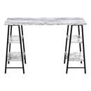 Monarch I 7527 Computer Desk - White Marble-Look/Black IMAGE 4