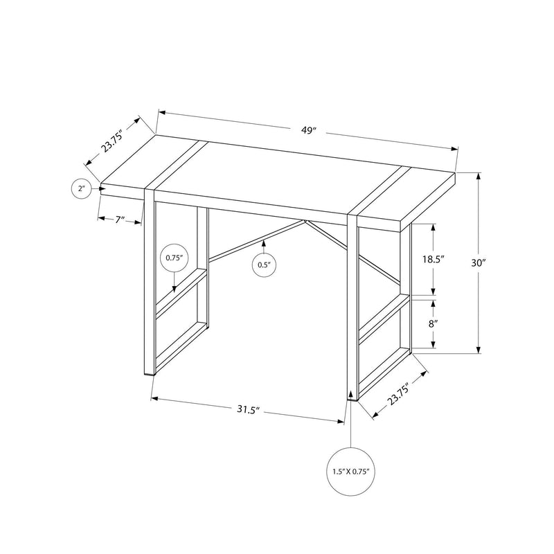 Monarch I 7661 Computer Desk - Grey Conctrete-Look/Black IMAGE 10