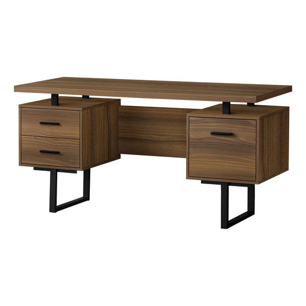 Monarch I 7625 Computer Desk - Walnut/Black Metal IMAGE 1