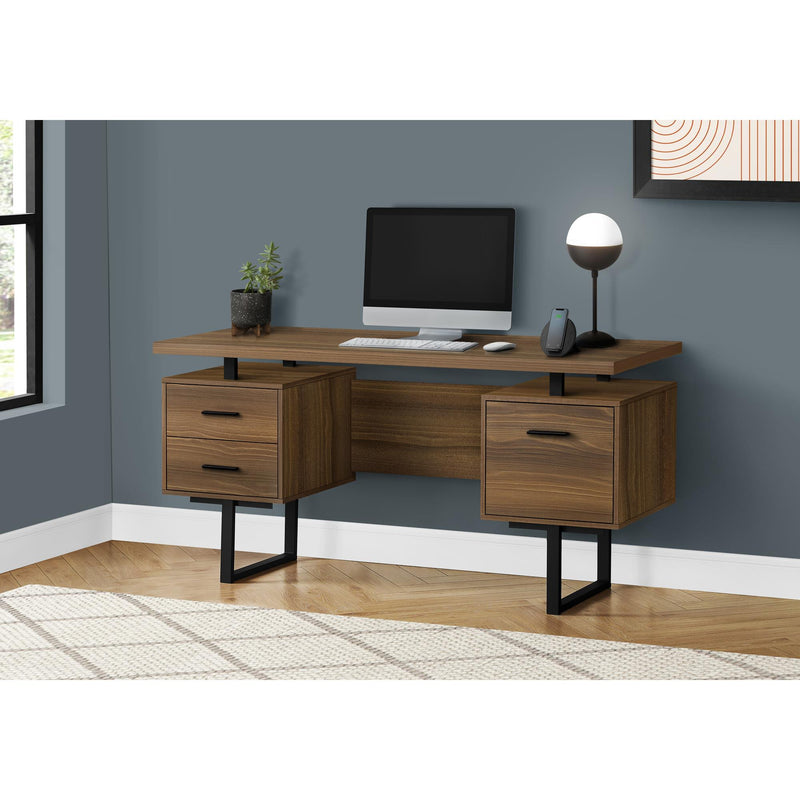 Monarch I 7625 Computer Desk - Walnut/Black Metal IMAGE 2