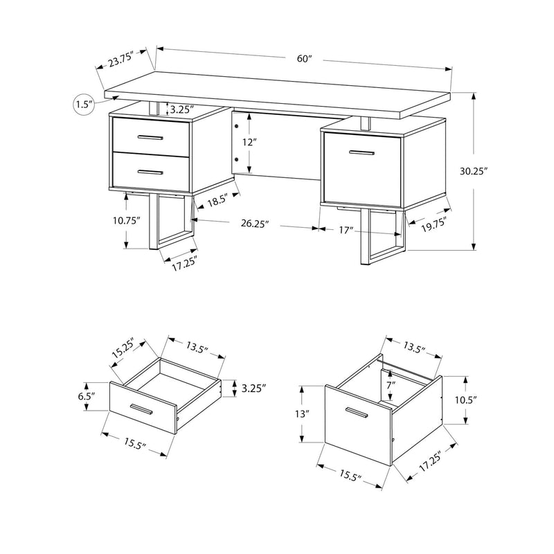 Monarch I 7625 Computer Desk - Walnut/Black Metal IMAGE 5