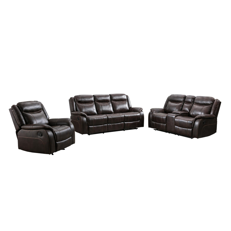 Mazin Furniture Paxton Reclining Leather Look Loveseat 99926BRW-2C IMAGE 3