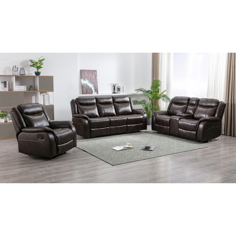 Mazin Furniture Paxton Reclining Leather Look Loveseat 99926BRW-2C IMAGE 5