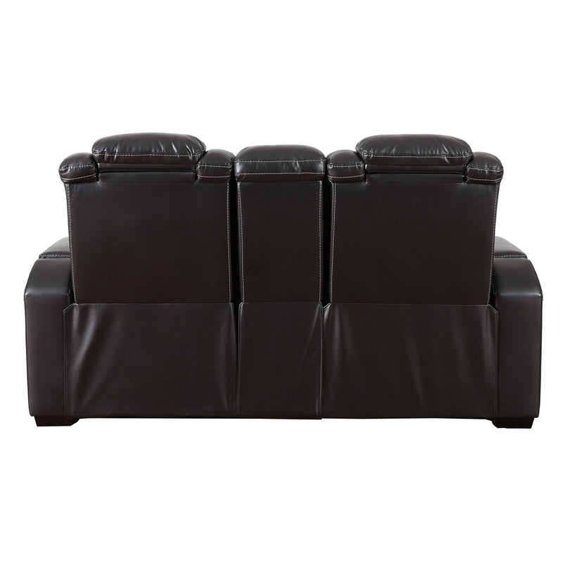 Signature Design by Ashley Party Time Power Reclining Leather Look Loveseat with Console 3700318C IMAGE 3