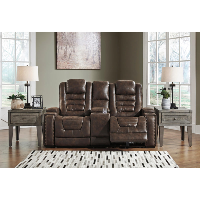 Signature Design by Ashley Game Zone Power Reclining Leather Look Loveseat with Console 3850118C IMAGE 3