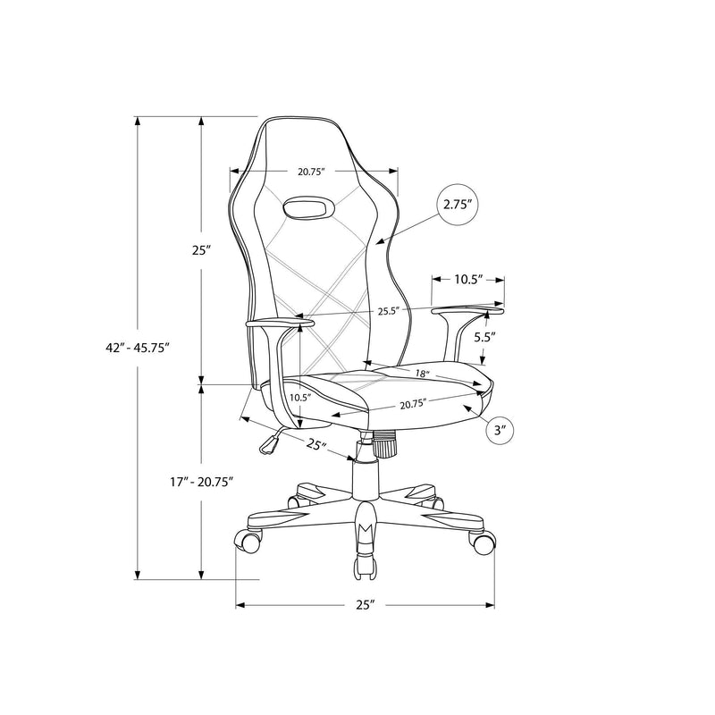Monarch I 7329 Office Chair - Gaming/Black/Grey Leather-Look IMAGE 11