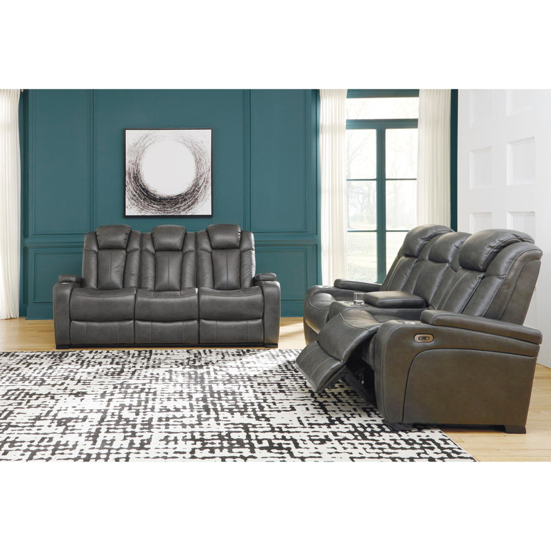 Signature Design by Ashley Turbulance Power Reclining Leather Look Loveseat with Console 8500118C IMAGE 10