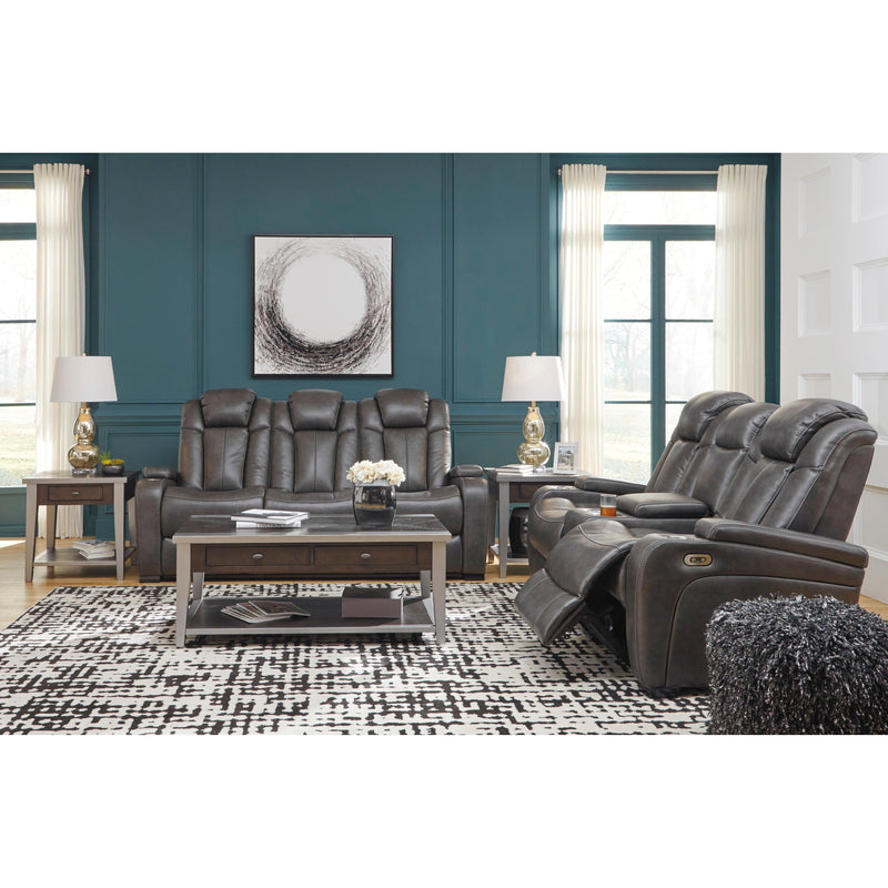 Signature Design by Ashley Turbulance Power Reclining Leather Look Loveseat with Console 8500118C IMAGE 13