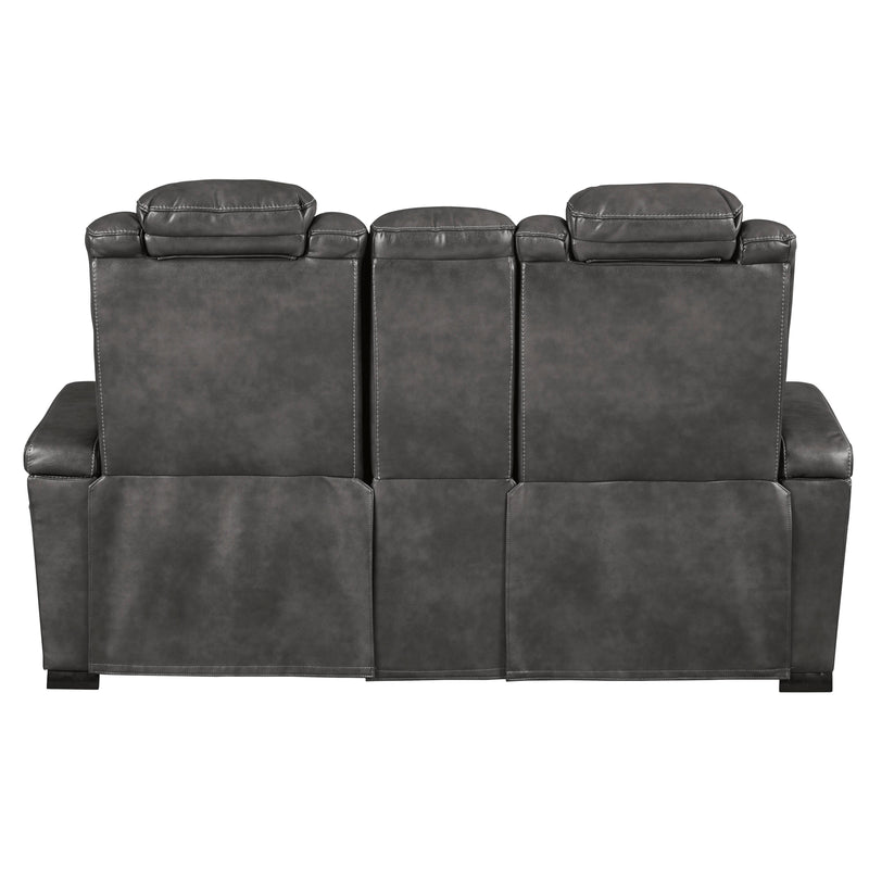 Signature Design by Ashley Turbulance Power Reclining Leather Look Loveseat with Console 8500118C IMAGE 4