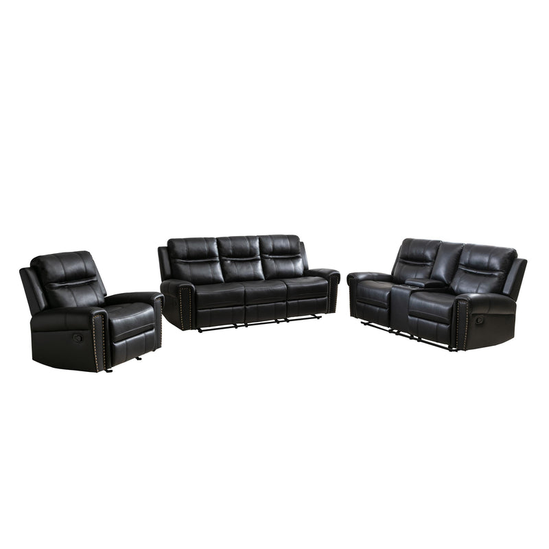 Mazin Furniture Emerson Power Reclining Leather Sofa 99927BLK-3 IMAGE 3