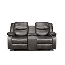  Mazin Furniture Everett 99849GRY-2C Reclining Glider Loveseat with Center Console IMAGE 1