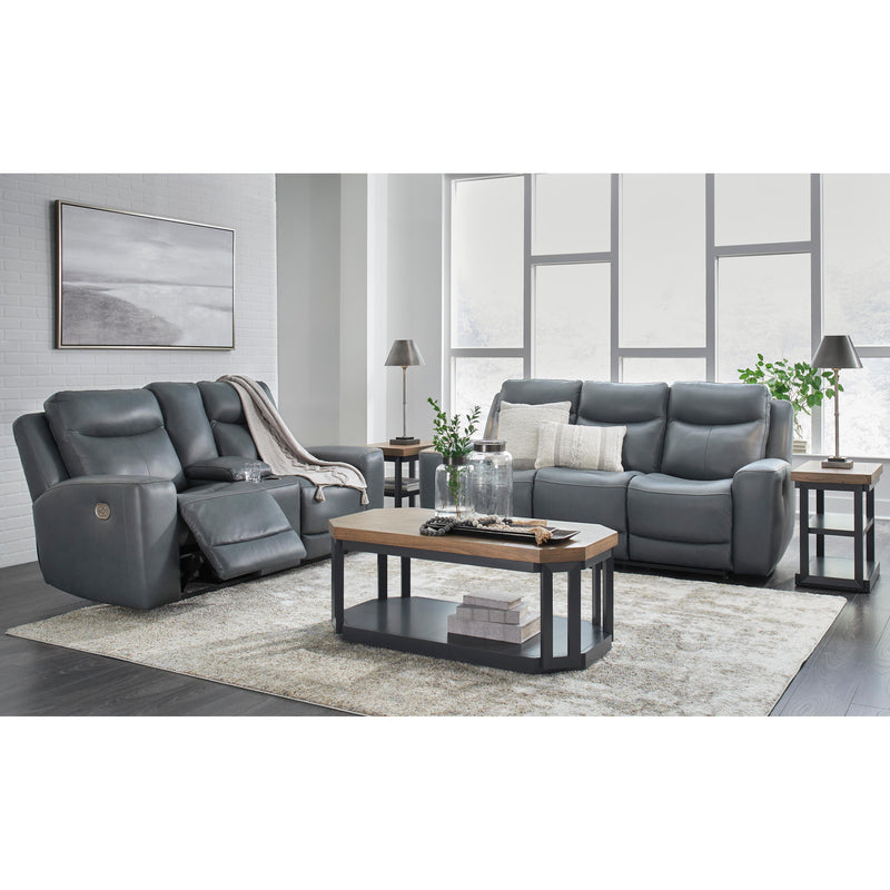 Signature Design by Ashley Mindanao Power Reclining Leather Match Loveseat with Console U5950418C IMAGE 15