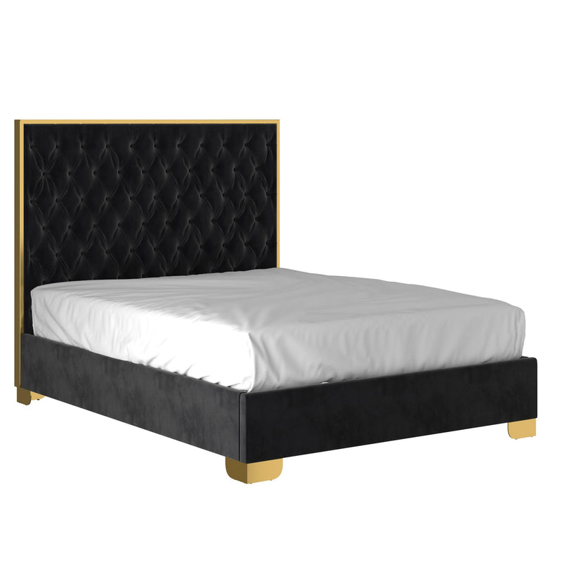 !nspire Lucille 101-596Q-BK_GL 60" Queen Bed - Black and Gold IMAGE 1