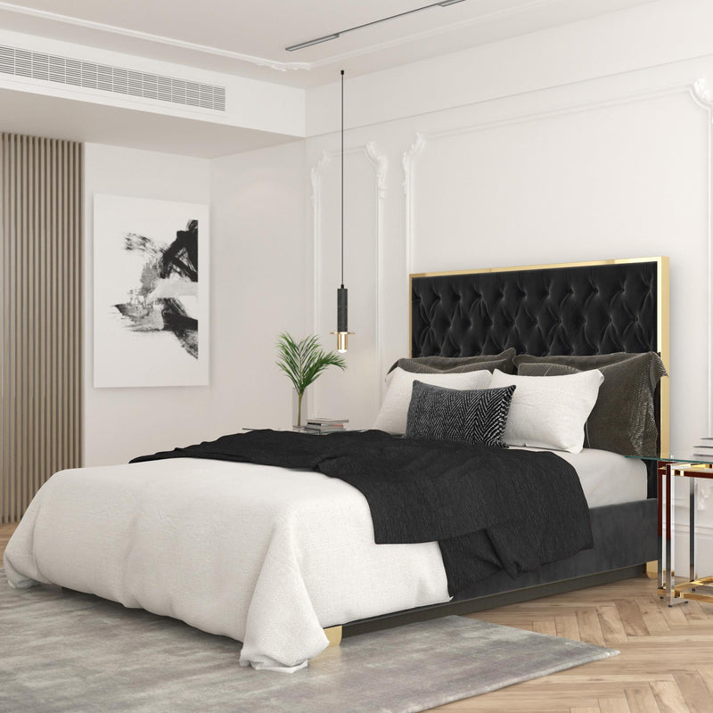 !nspire Lucille 101-596Q-BK_GL 60" Queen Bed - Black and Gold IMAGE 2