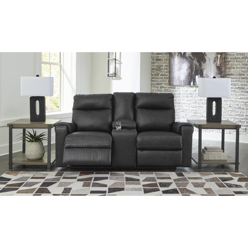 Signature Design by Ashley Axtellton Power Reclining Leather Look Loveseat with Console 3410596C IMAGE 6