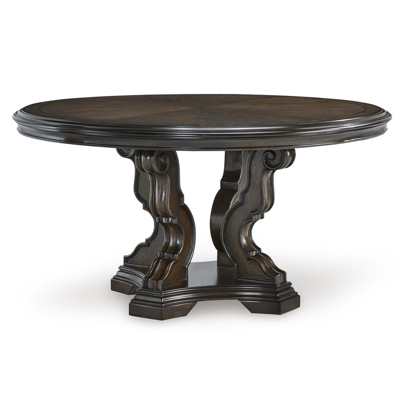 Signature Design by Ashley Round Maylee Dining Table with Pedestal Base D947-50B/D947-50T IMAGE 1