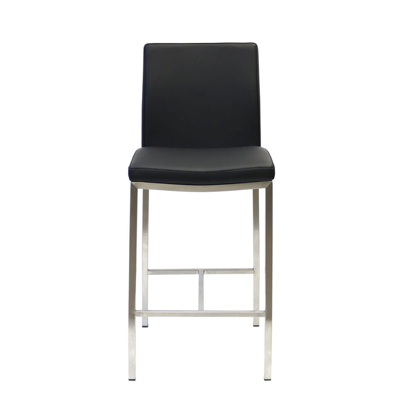 Furnishings' Mate BS 058-BL-SS Adam Counter Stool In Black PU On Stainless Steel Frame IMAGE 2