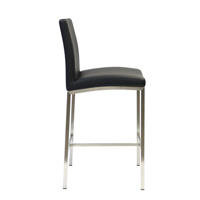 Furnishings' Mate BS 058-BL-SS Adam Counter Stool In Black PU On Stainless Steel Frame IMAGE 3