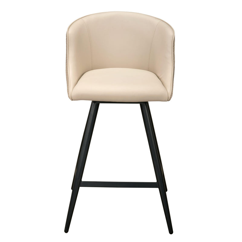 Furnishings' Mate CS 6405-ECR-MB Celine Counter Stool In Ecru PU/Weave On Matte Black Frame IMAGE 2