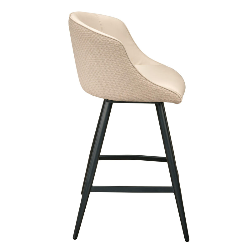 Furnishings' Mate CS 6405-ECR-MB Celine Counter Stool In Ecru PU/Weave On Matte Black Frame IMAGE 3