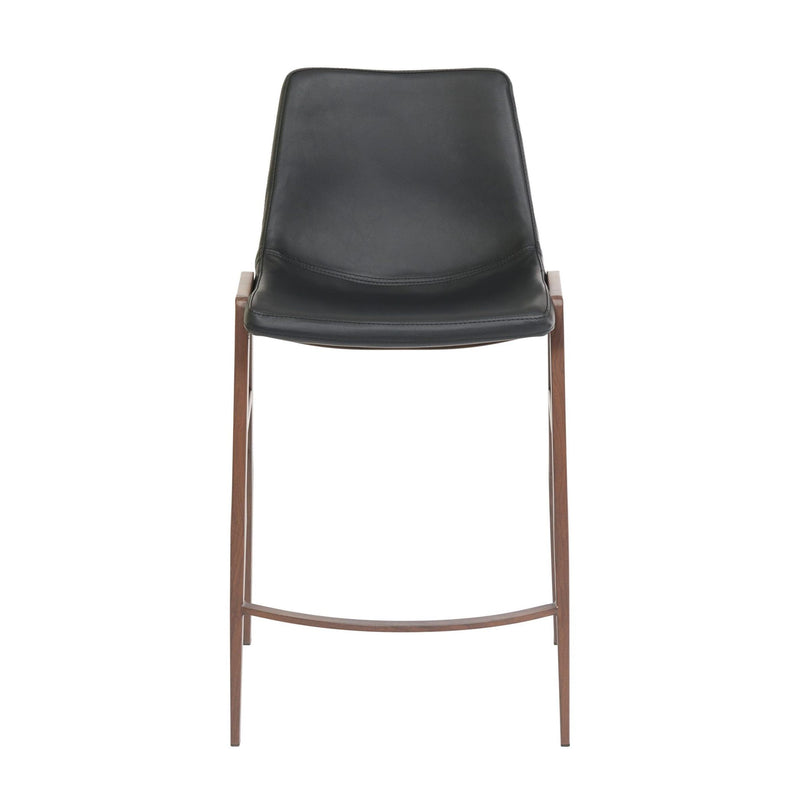 Furnishings' Mate CS 006-BL-BW Moon Counter Stool In Black PU On Black Walnut Frame IMAGE 2