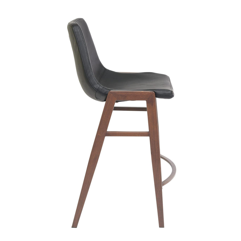 Furnishings' Mate CS 006-BL-BW Moon Counter Stool In Black PU On Black Walnut Frame IMAGE 3