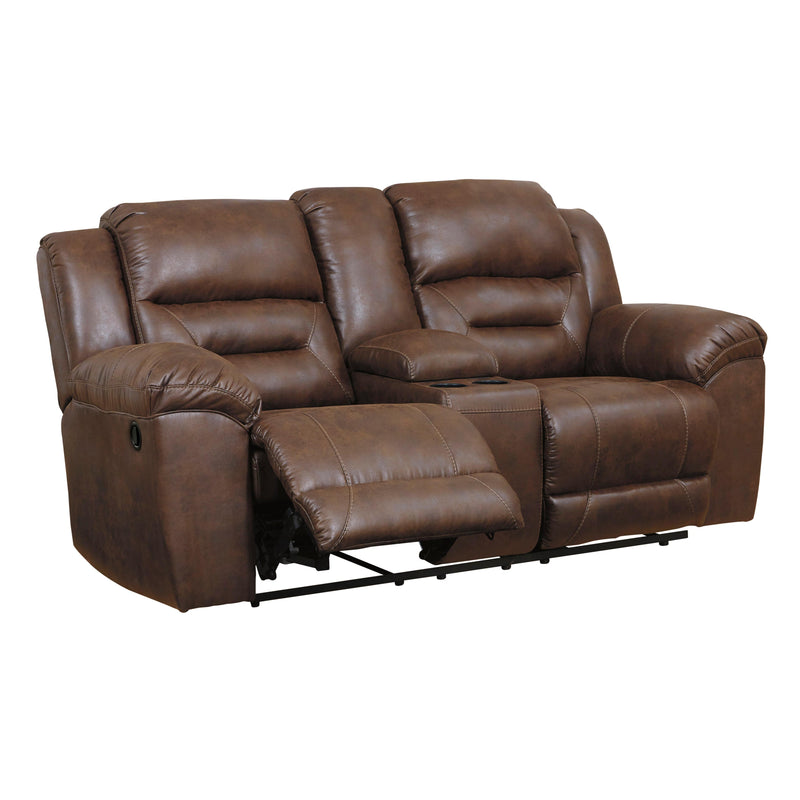 Signature Design by Ashley Stoneland Reclining Leather Look Loveseat with Console 3990494C IMAGE 2