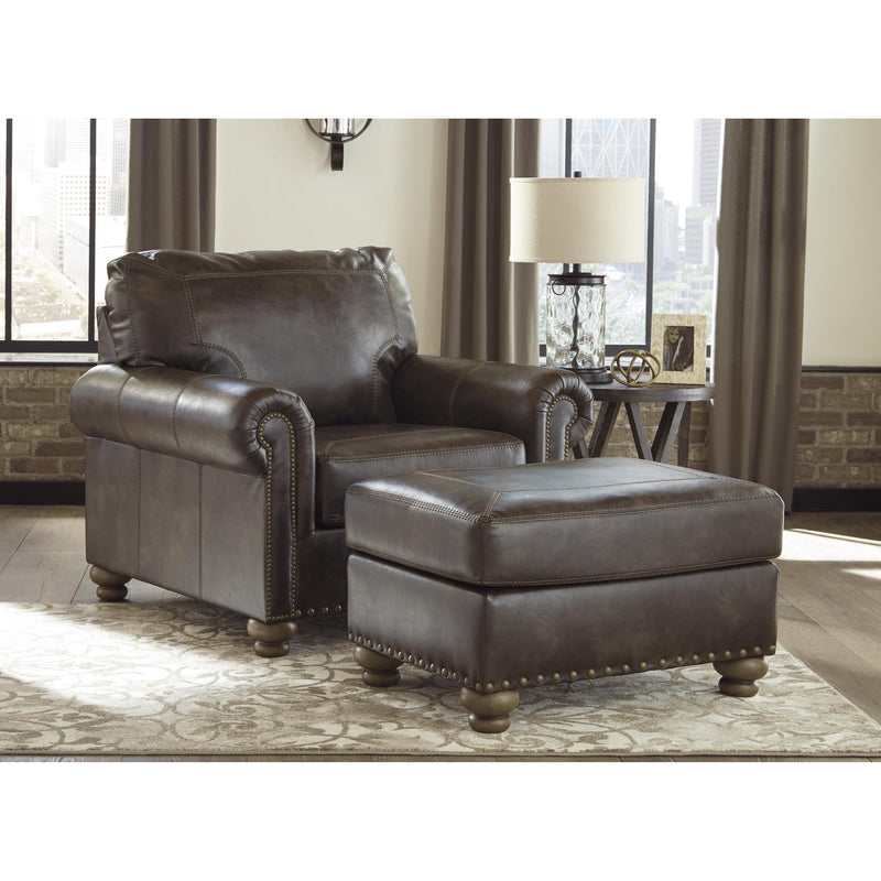 Signature Design by Ashley Nicorvo Stationary Leather Look Chair with Ottoman 8050514/8050520 IMAGE 1