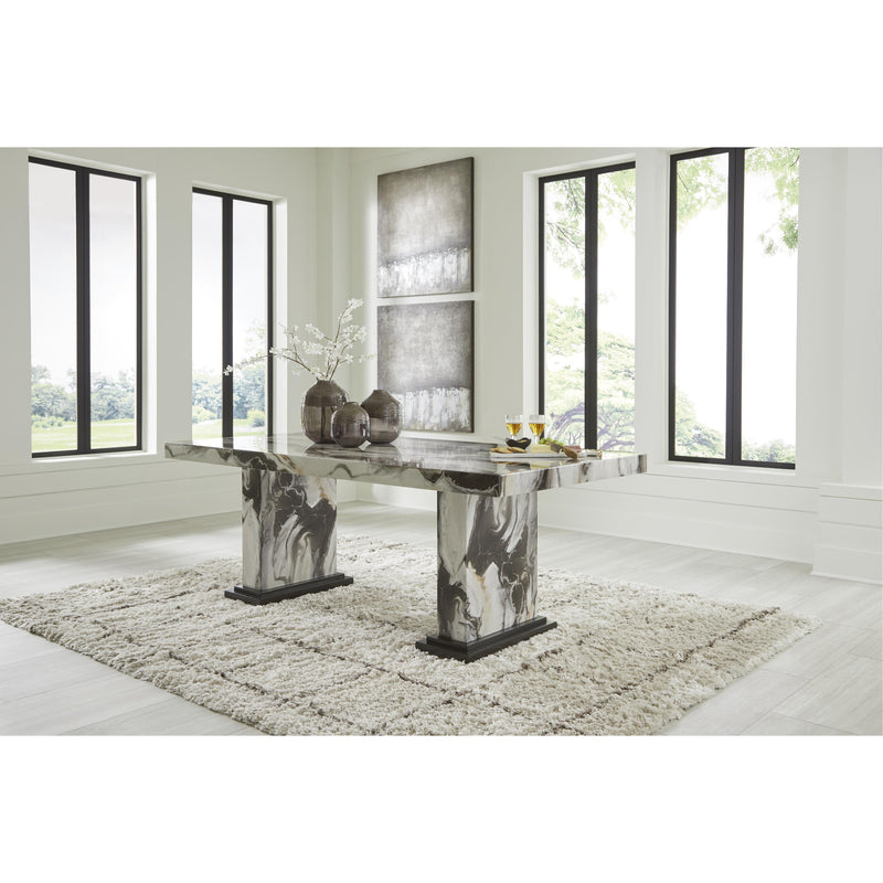 Signature Design by Ashley Jeshina Dining Table with Faux Marble Top and Pedestal Base PCD581-26T/PCD581-26B IMAGE 4