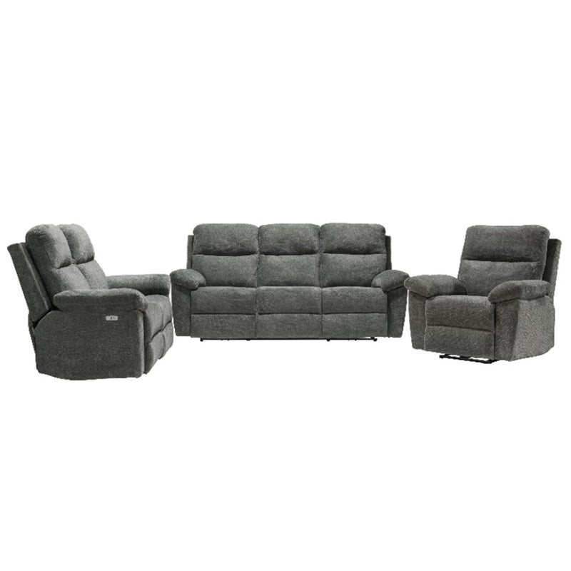 Minhas Furniture Power Reclining Fabric Sofa 8257 Power Reclining Sofa - Pewter IMAGE 2