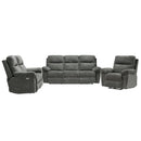 Minhas Furniture Power Reclining Fabric Loveseat 8257 Power Reclining Loveseat - Pewter IMAGE 2