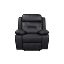  Mazin Furniture Laconia 9629BLK-1PWG Dual Power Glider Recliner with Power Footrest, Black Leather IMAGE 1