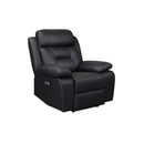  Mazin Furniture Laconia 9629BLK-1PWG Dual Power Glider Recliner with Power Footrest, Black Leather IMAGE 2