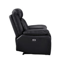  Mazin Furniture Laconia 9629BLK-1PWG Dual Power Glider Recliner with Power Footrest, Black Leather IMAGE 3