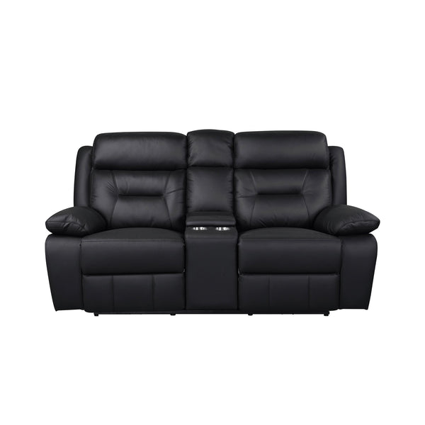  Mazin Furniture Laconia 9629BLK-2PWC Power Double Reclining Loveseat w/ Power Footrest & Center Console w/Cupholder IMAGE 1