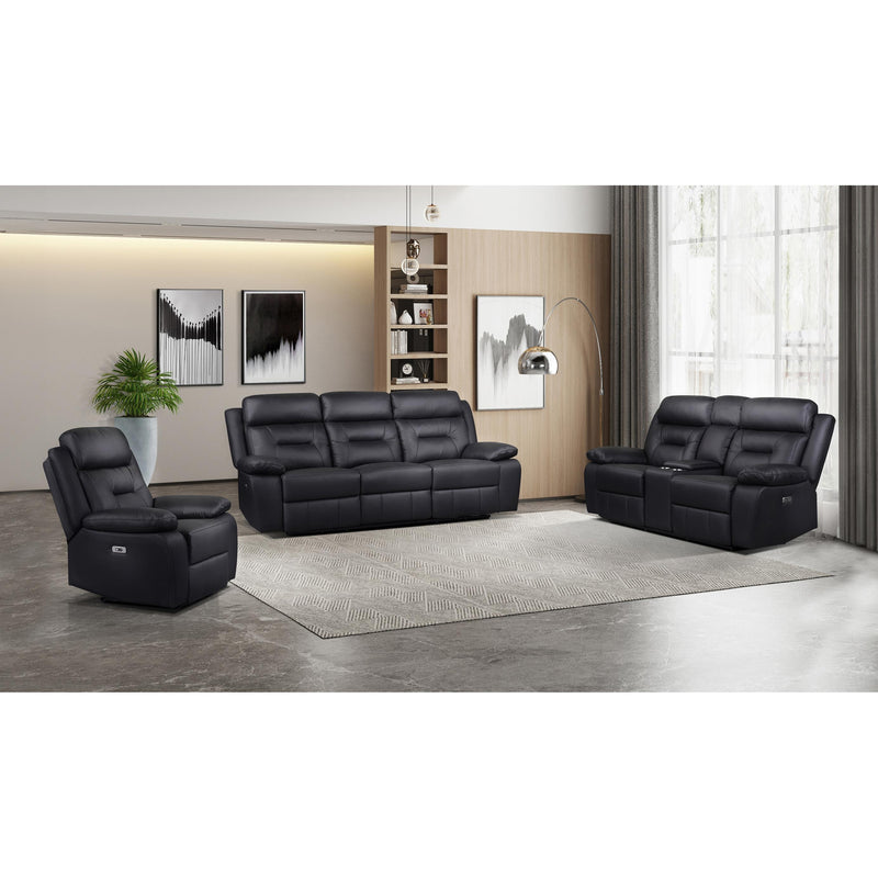  Mazin Furniture Laconia 9629BLK-2PWC Power Double Reclining Loveseat w/ Power Footrest & Center Console w/Cupholder IMAGE 6