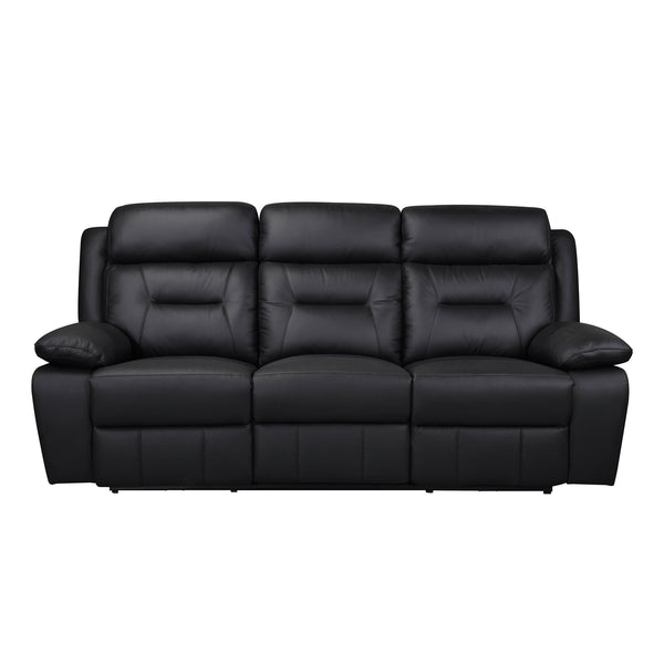  Mazin Furniture Laconia 9629BLK-3PW Power Double Reclining Sofa with Power Footrest, Black Leather IMAGE 1